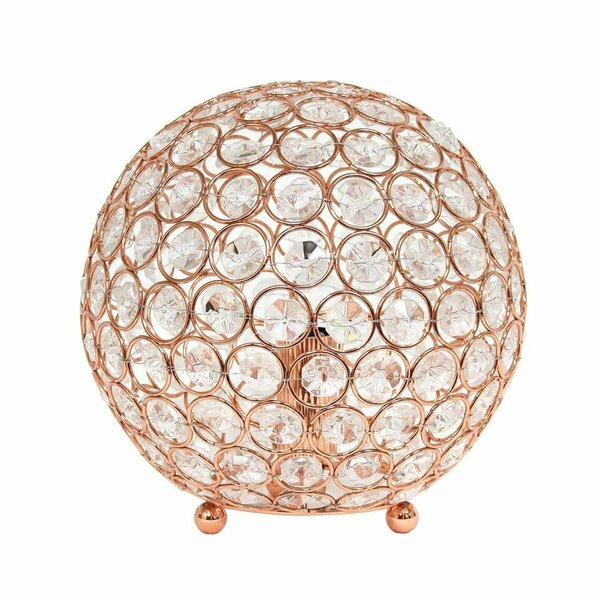 Feeltheglow Elipse 8 Inch Crystal Ball Sequin Table Lamp, Rose Gold FE2751796